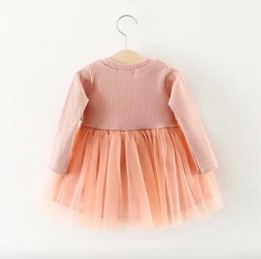 Long Sleeve Cotton Party Tulle Dress