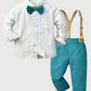 Long Sleeve Bow Tie Suspender Pants Set