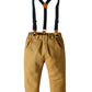 Long Sleeve Bow Tie Suspender Pants Set