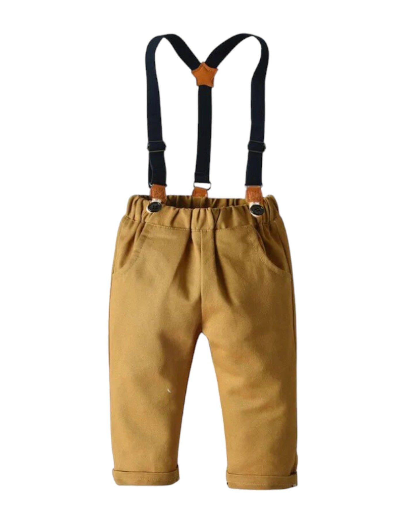 Long Sleeve Bow Tie Suspender Pants Set