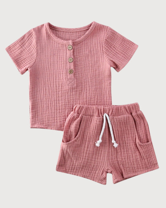 Solid Shorts Muslin Shorts Set