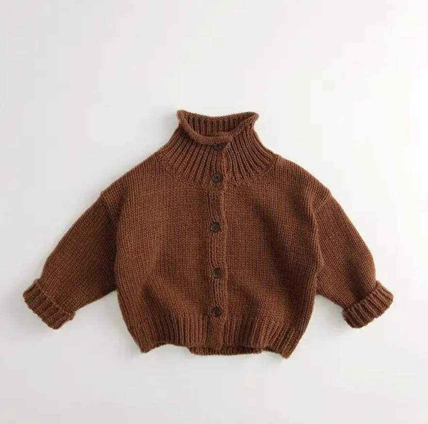 High Neck Knitted Button Up Sweater