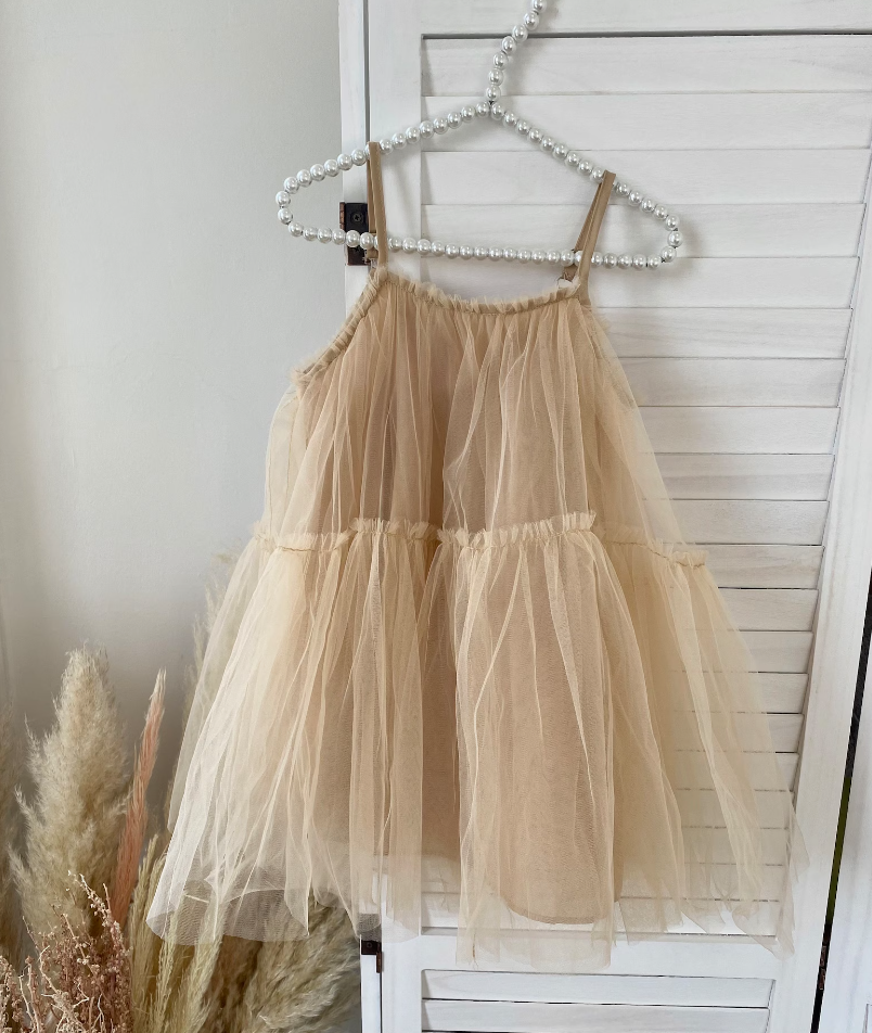 Layered Champagne Tulle Dress