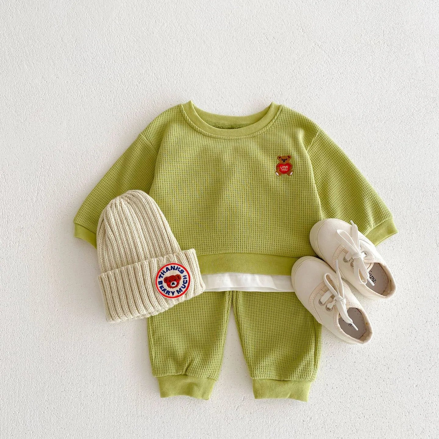 Waffle Love Bear Jogger Set