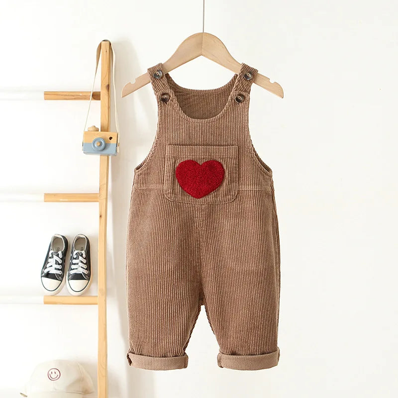 Corduroy Heart Print Jumpsuit