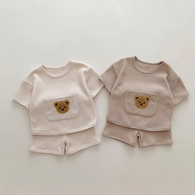 Waffle Bear Shorts Set