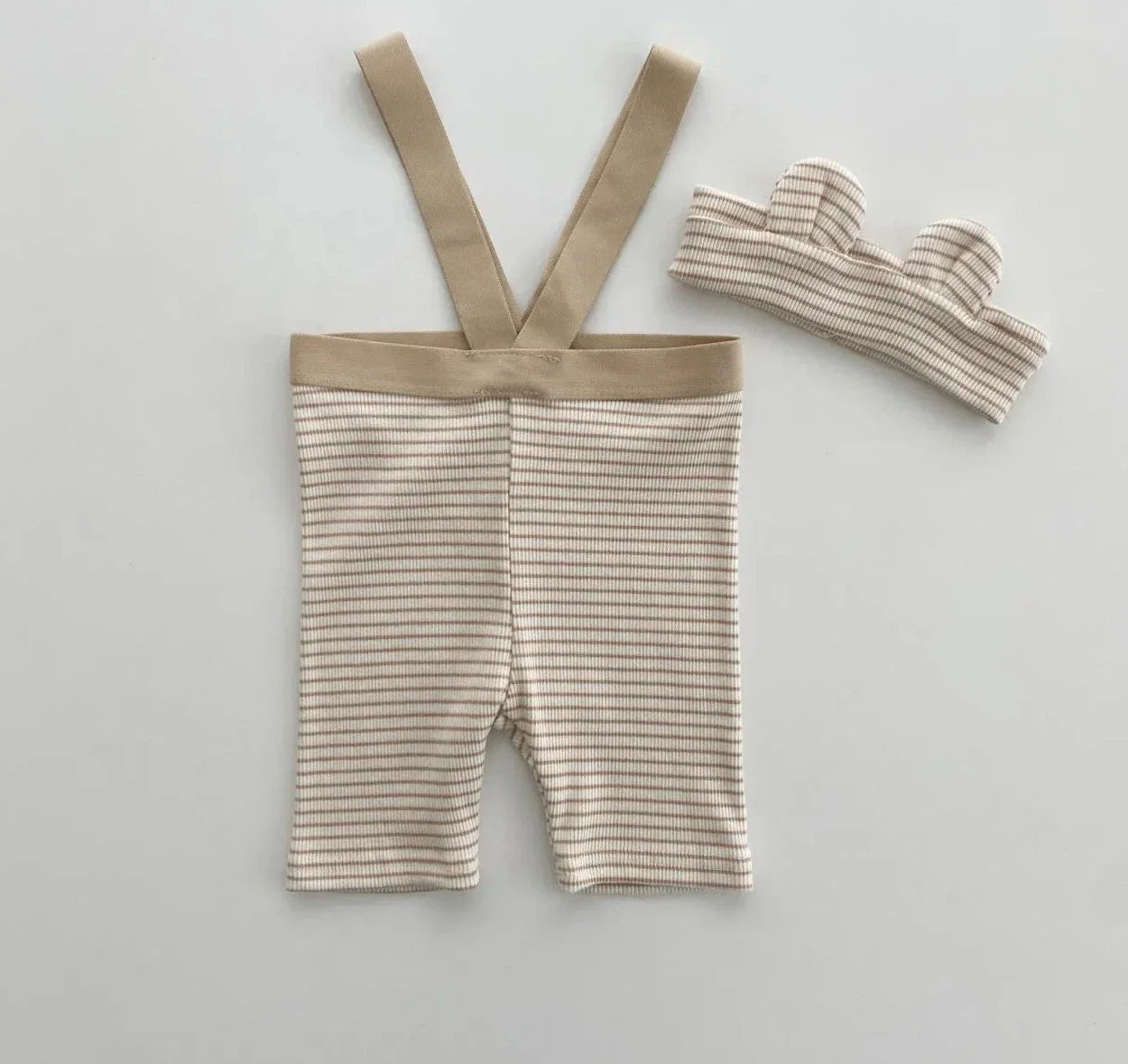 Baby Striped Suspender Shorts Set