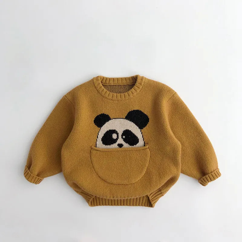 Cartoon Print Long Sleeve  Knitted Sweater