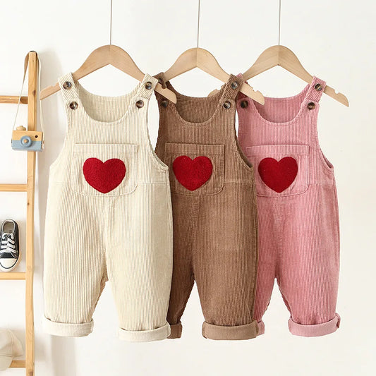 Corduroy Heart Print Jumpsuit