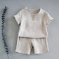 Solid Color Muslin Shorts Set