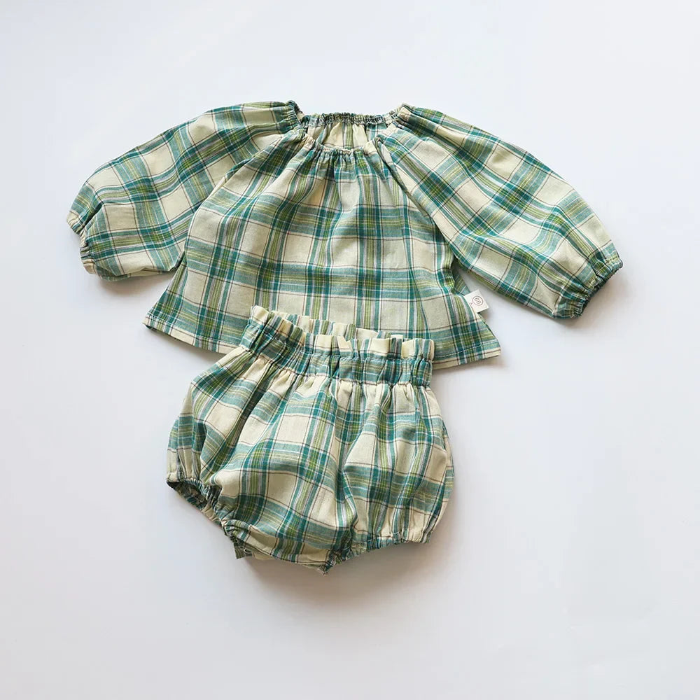 Vintage Style Plaid Bloomer Set