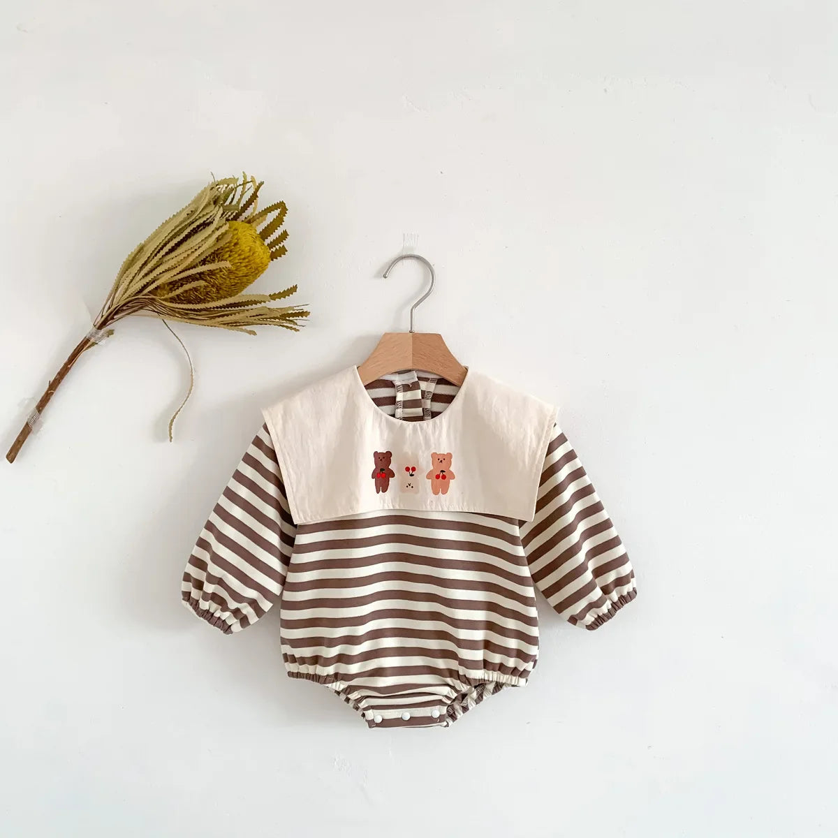 Striped Sailor Collar Bear Romper