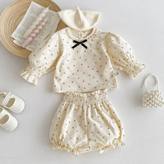 Long Sleeves Flower Ribbon Outfit