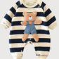 Long Sleeve Teddy Bear Striped Jumpsuit