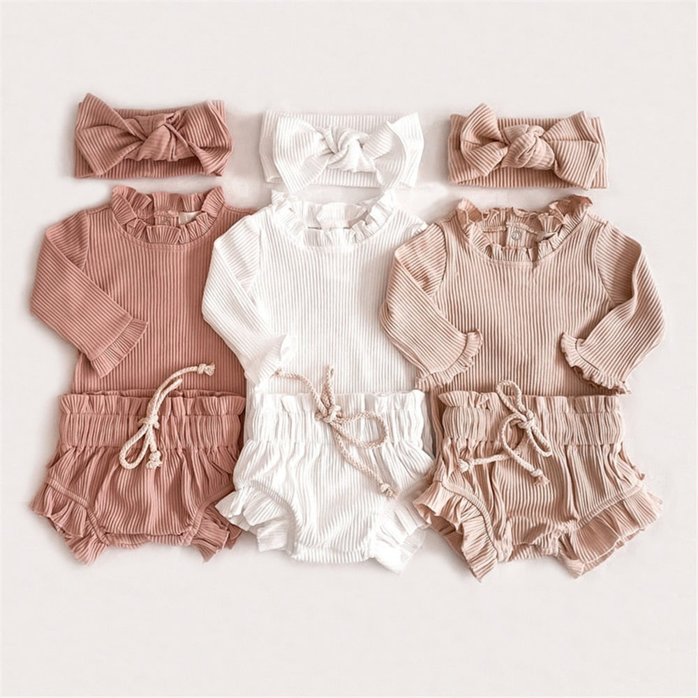 Ruffle Romper And Ruffle Shorts Baby Set