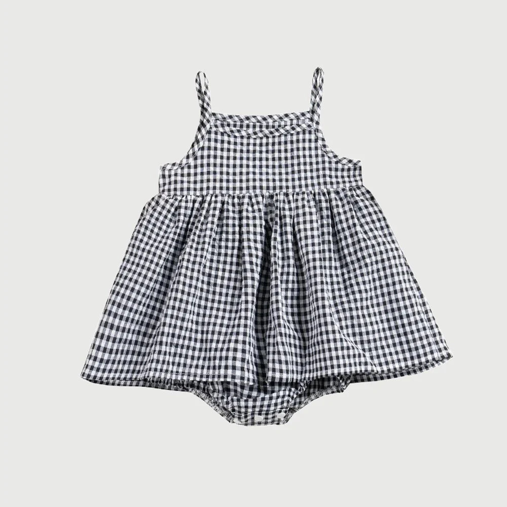 Plaid Picnic Romper Dress