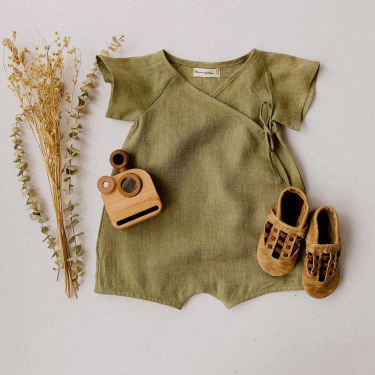 Solid Linen Kimono Romper