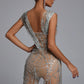 Sedaya Glitter Mesh Minikleid - Silber