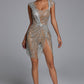 Sedaya Glitter Mesh Minikleid - Silber