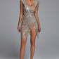 Sedaya Glitter Mesh Minikleid - Silber