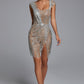 Sedaya Glitter Mesh Minikleid - Silber