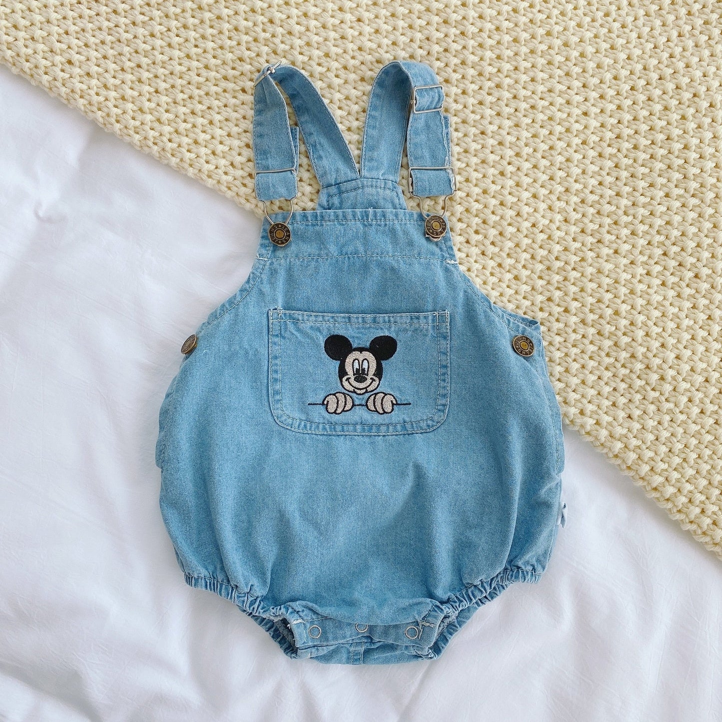 Retro Denim Mickey Mouse Romper