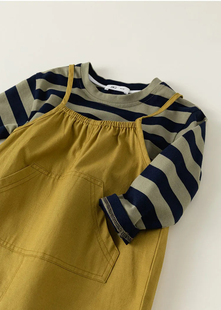 Striped T-Shirt Overalls Set