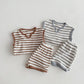 V-neck Striped Shirt And Shorts Set