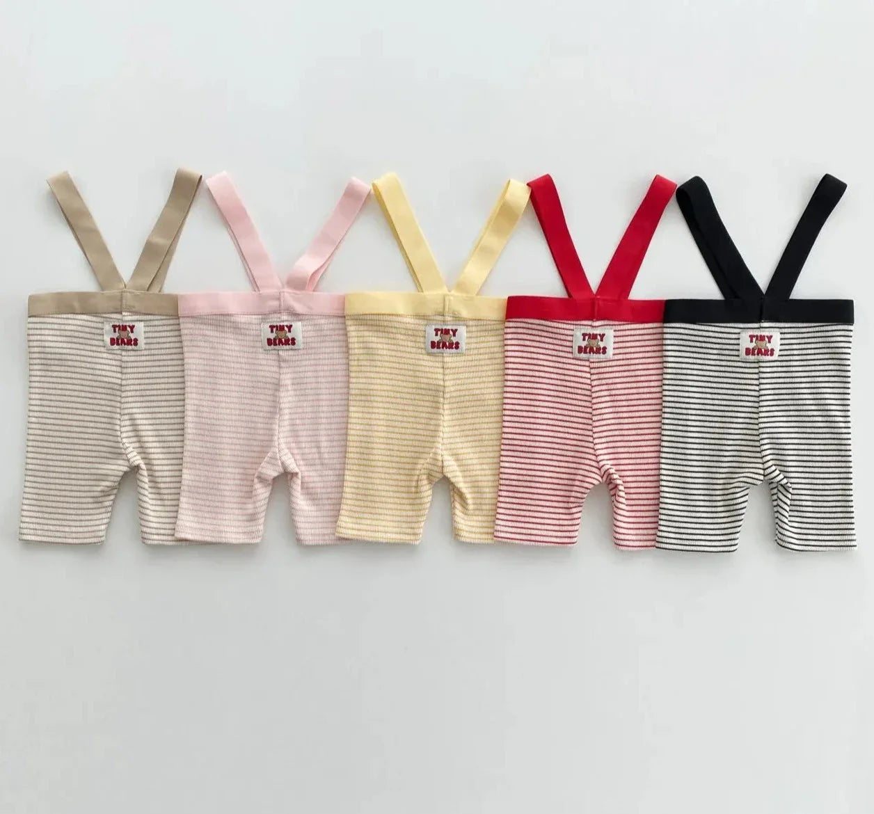 Baby Striped Suspender Shorts Set