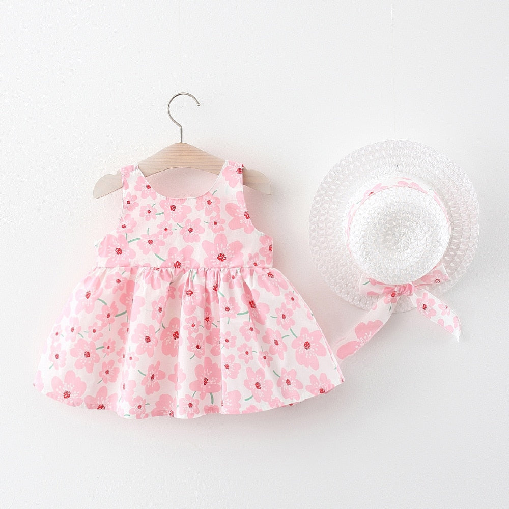 Summer Flower Girl Dress With Hat