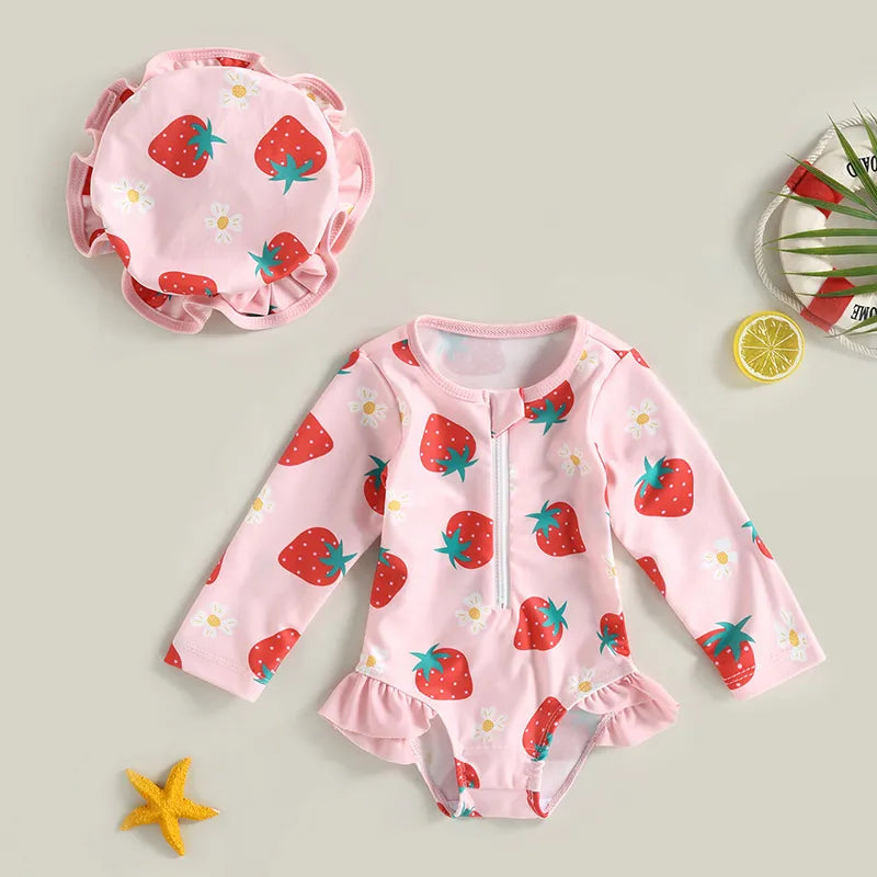 Baby Girl 2 Pcs Long Sleeve Cute Swimwear