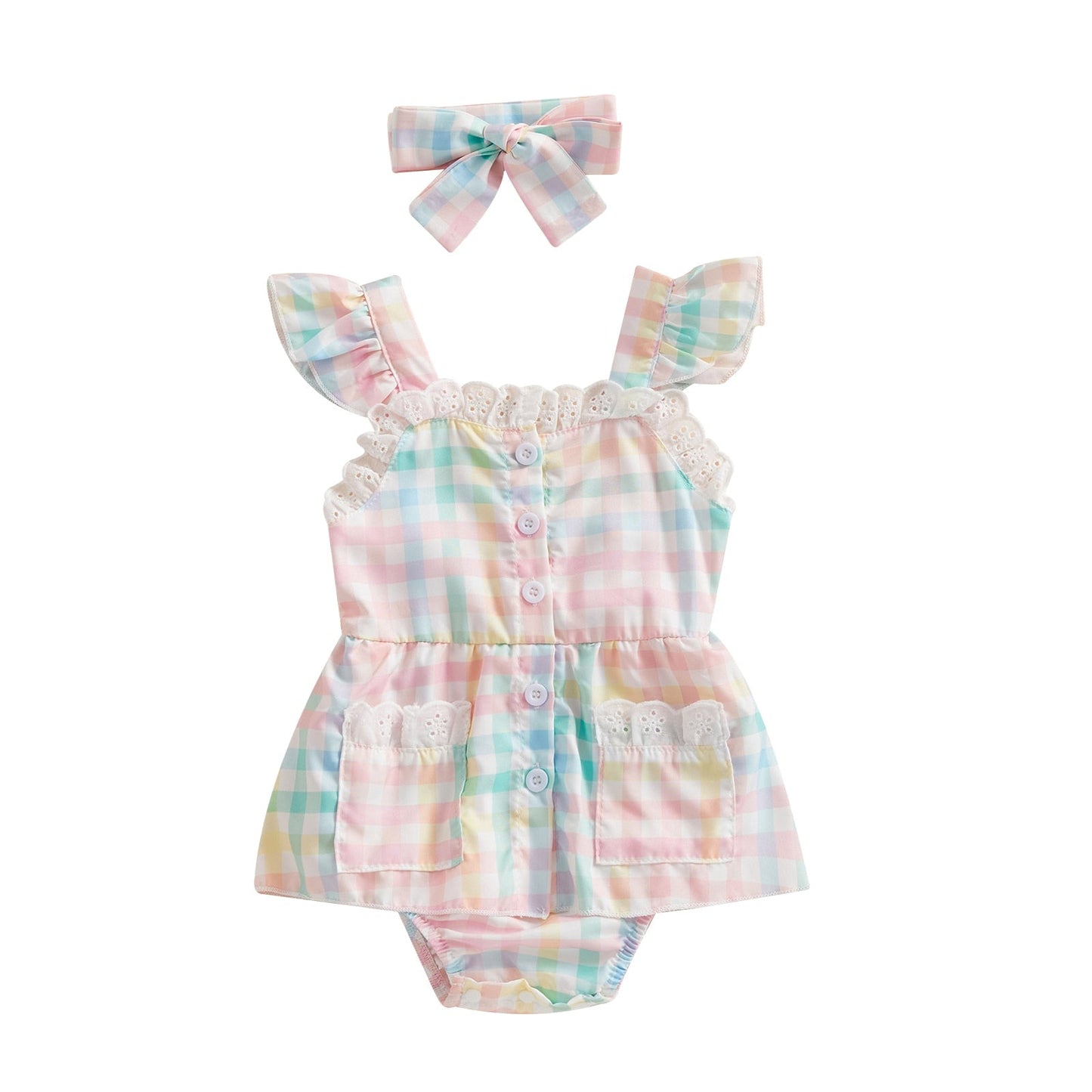 Baby Girl Frill Ruffle Dress With Headband