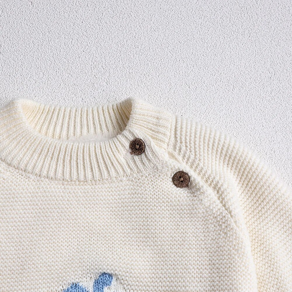 Fur Lining Embroidered Whale Sweater