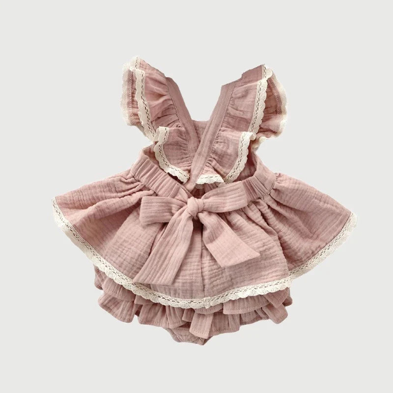 Lace Ruffle Dress Bloomers Set