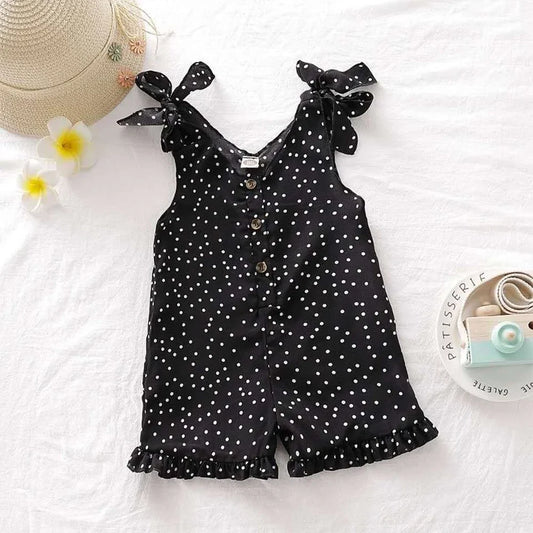 Polka Dot Tie Shoulder Romper