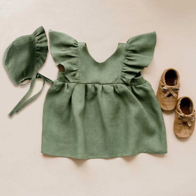 Girls Cotton Linen Dress