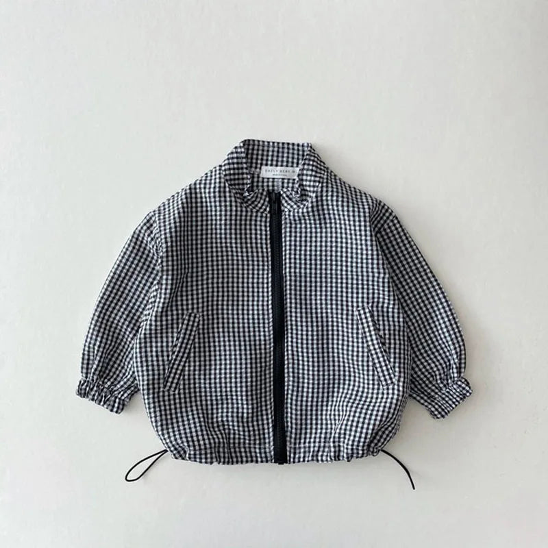 Checkered Lightweight Zip Up Jacket