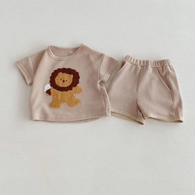 Lion Waffle Shorts Set