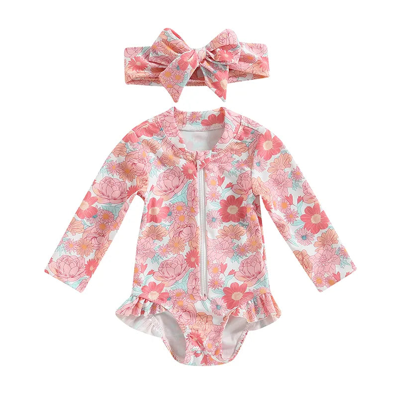 Baby Girl 2 Pcs Long Sleeve Cute Swimwear