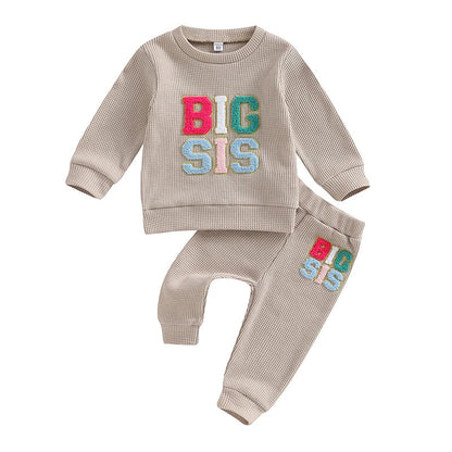 Long Sleeve Fuzzy Sister Embroidery Jogger Set