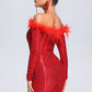 Wooh Feather Pailletten-Minikleid - Rot