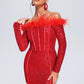 Wooh Feather Pailletten-Minikleid - Rot