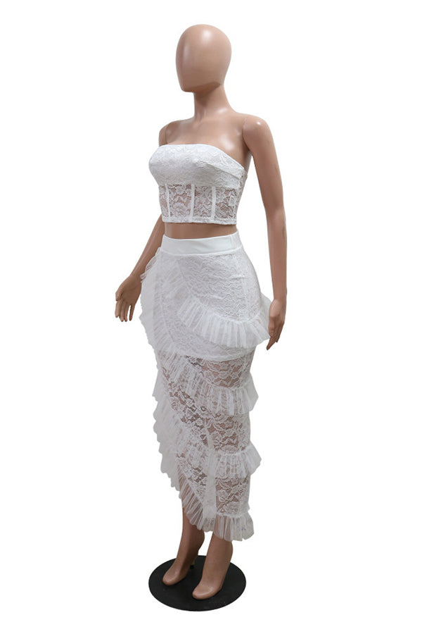 Lace Tube Top & Irregular Skirt Set