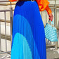 Color Block Pleated Maxi Dress With Belt