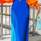 Color Block Pleated Maxi Dress With Belt