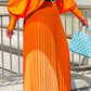 Color Block Pleated Maxi Dress With Belt