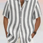 Classic Casual Cotton Linen Stripe Shirt