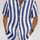 Classic Casual Cotton Linen Stripe Shirt