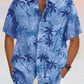 Hawaiian Coconut Tree Graphic Cotton Linen Shirt