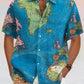 Stylish Map Pattern Cotton Linen Shirt